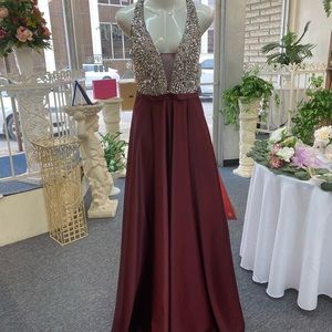 Burgundy Formal Pageant Prom Dress